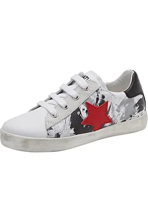 Naturino Annie Zip-Sneakers z tkaniny i zamszu z naszywką gwiazdowo-białą, Wielobarwny biały czarny, 31 EU