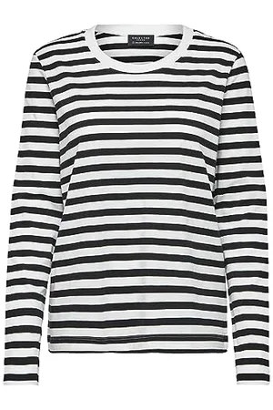 SELECTED Damska koszulka Slfstandard Ls Tee STR Noos, czarny, S