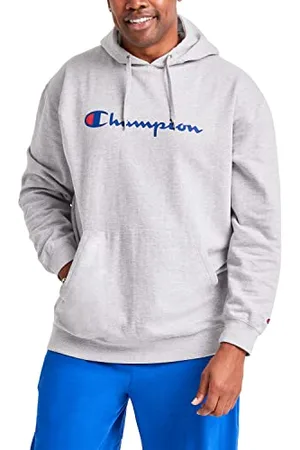 Champion Bluza polarowa z kapturem Powerblend Bluza sportowa Mężczyźni, Oxford Grey/ Script, XL