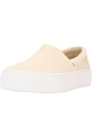 TOMS Damskie wsuwane sneakersy na platformie Fenix, naturalne niebarwione metaliczne lniane paski, 38 EU, , 38 EU