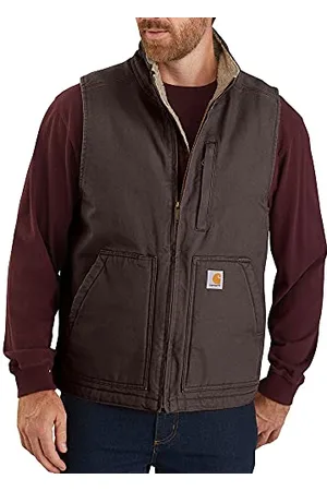 Carhartt Męska kamizelka Washed Duck Sherpa Lined Mock Neck, brązowa, ciemnobrązowy, 4XL