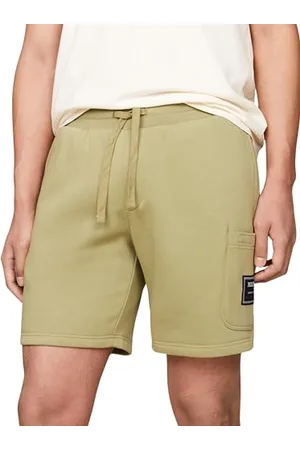 Tommy Hilfiger Męskie spodenki dresowe z flagą z logo odznaka wyblakłe oliwkowe L, , L
