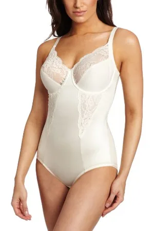 Maidenform Damskie body modelujące brzuch, wbudowany biustonosz z fiszbinami, wyjątkowo mocna bielizna modelująca dla kobiet, 80D