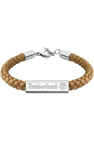 Timberland BAXTER LAKE Herren Armband Edelstahl Schwarz und Leder Braun, Länge: 18,5cm + 2,5cm, TDAGB0001805