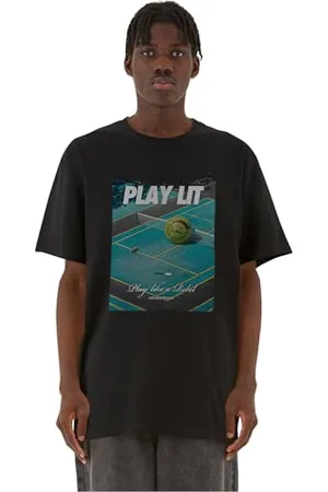Mister Tee Męski T-Shirt PlayLit Heavy Oversize Tee, T-Shirt z nadrukiem, dla mężczyzn, graficzny T-shirt, Streetwear, , XXL