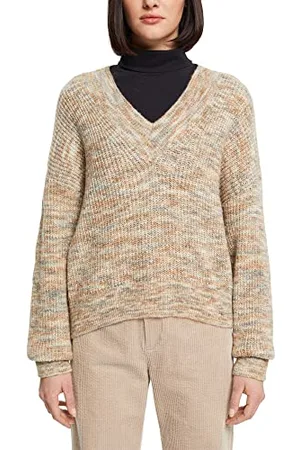 ESPRIT Edc by Damski sweter 102CC1I307, 272/BEIGE 3, XXL