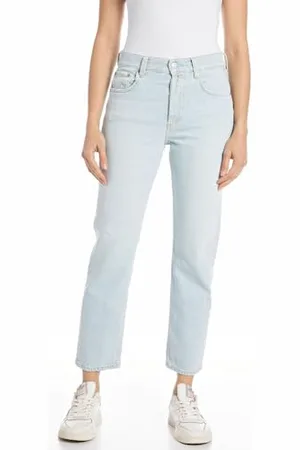 Replay Damskie dżinsy o prostym kroju z wysokim stanem Maijke Straight Rose Label, , 27W / 32L