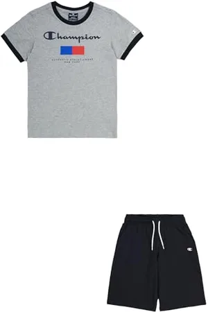 Champion Legacy Graphic Shop B - New York Crewneck T-shirty & Shorts Kompletny, Szary Jasny/Czarny, 3-4 lata Dla dzieci i młodzieży SS24