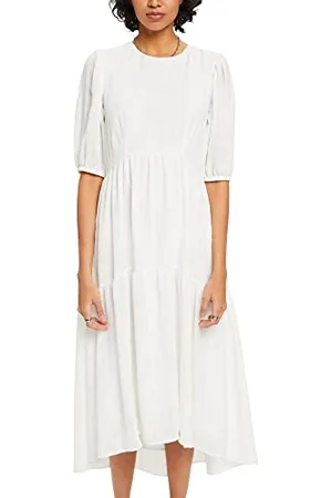 ESPRIT Collection Lekka sukienka midi z rękawami balonowymi, Odzież Damska, Off White, 32