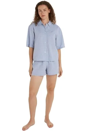 Tommy Hilfiger Damski zestaw piżamowy z krótkim rękawem Horizon Stripes niebieski L, , L