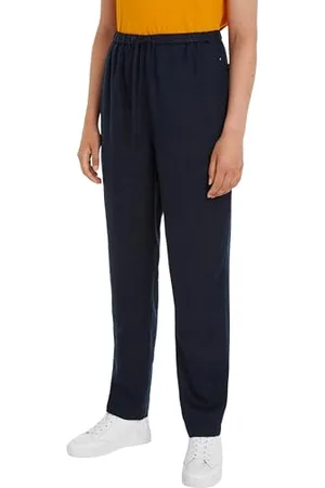 Tommy Hilfiger Damskie spodnie na co dzień lniane zwężane spodnie Desert Sky 44, , 70