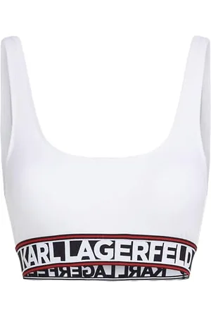 Karl Lagerfeld Elongated Logo Bikini Top, , S, , S