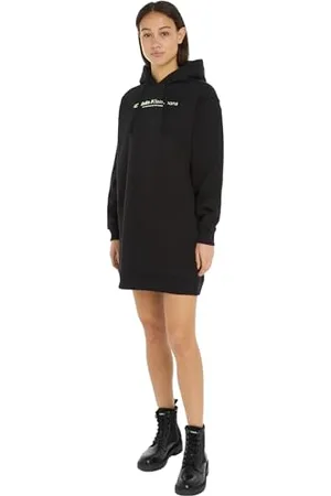 Calvin Klein Jeans Damska sukienka z kapturem z hasłem Ck, , L