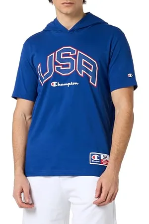 Champion Legacy Retro Sport - USA Hooded S/L T-Shirt, S Mężczyźni SS24, , S