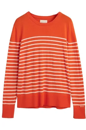 GANT Damski sweter z dzianiny w paski z dekoltem w kształcie litery C, , XS