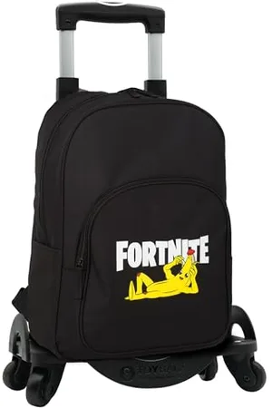 Toy Bags Plecak szkolny Fortnite Crazy Banana + wózek na 4 kółkach obrotowych - plecak z podwójną komorą i kieszenią przednią - kieszenie boczne i uchwyt na komputer - 42 x 32 x 20 cm