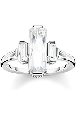 Thomas Sabo Damski pierścionek z białymi kamieniami, wysokiej próby 925, TR2267-051-14-50