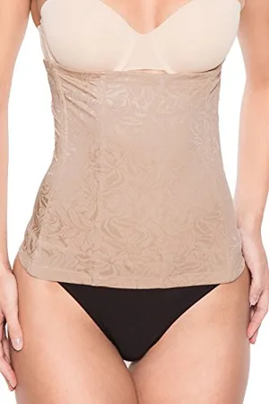 Maidenform Damska bielizna modelująca talię, wyszczuplająca brzuch z koronką, ultra mocny gorset kontrolny, M