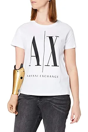 Armani Exchange Damska koszulka z logo Icontee, biały, XL