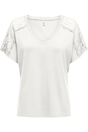 ONLY Damska koszulka Onlmoster S/S V-Neck Lace Top JRS, , L