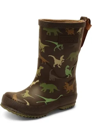 Bisgaard Chłopcy, unisex, dziecięce buty Basic Rubber Rain Boot, Brown Dino, 22 EU