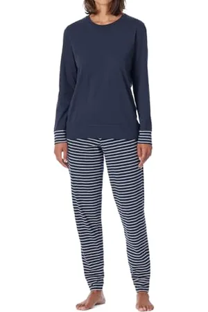 Schiesser Damen Schlafanzug Set Shirt langarm mit langer Schlafhose - Nachtwäsche