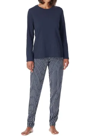 Schiesser Damen Schlafanzug Set Shirt langarm mit langer Schlafhose - Nachtwäsche