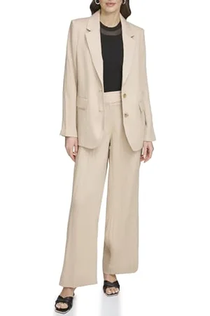 DKNY Damska marynarka z długim rękawem, z organzy, drzewo sandałowe, XL, , XL