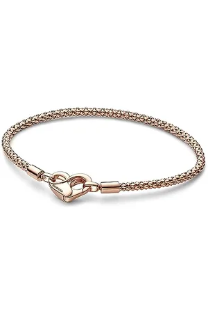 PANDORA Moments Studded Chain Armband aus Sterling Silber mit 14 Karat rosévergoldete Metalllegierung, Kompatibel Moments, Größe: 19cm, 582731C00-19