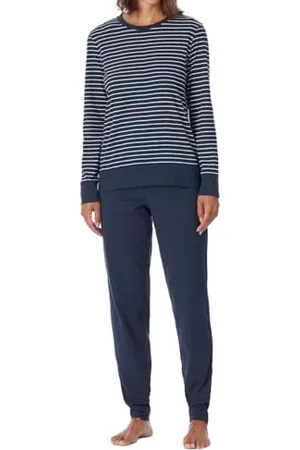 Schiesser Damen Schlafanzug Set Shirt langarm mit langer Schlafhose - Nachtwäsche