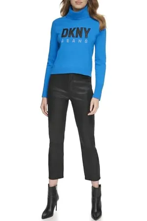 DKNY Damska bluza z długim rękawem z logo Turtle Neck, , XL