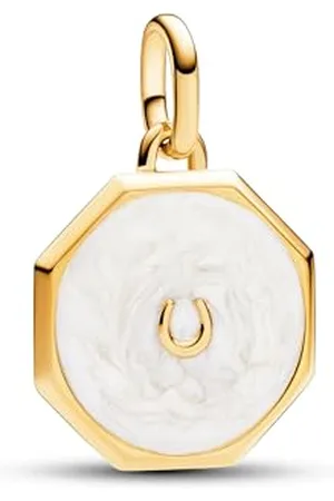 PANDORA ME Glückshufeisen Medaillon-Charm aus Sterling Silber mit 14 Karat vergoldete Metalllegierung, Kompatibel Me und Moments Armbändern, 763047C01