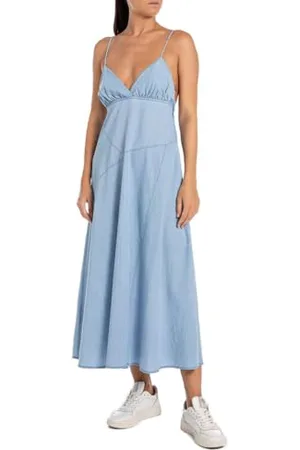 Replay Damska sukienka dżinsowa bez rękawów jeans, , XS