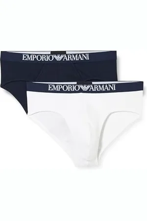 Emporio Armani Męskie prążkowane rozciągliwe bawełniane majtki 2-pak, wielokolorowe/białe, S, , S