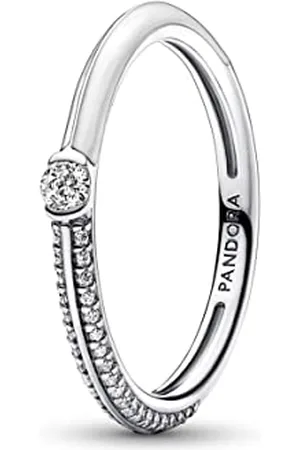 PANDORA ME Pavé & Weiß Doppelring aus Sterling Silber mit klaren Cubic Zirkonia Steinchen in der Größe 56, 192528C02-56