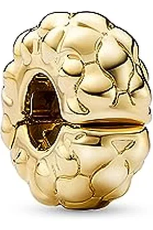 PANDORA Moments Clip Charm mit Nieten aus Sterling Silber mit 14 Karat vergoldeter Metalllegierung, Kompatibel Moments Armbänder, 762716C00
