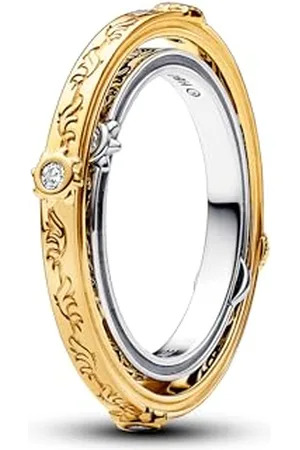 PANDORA Game of Thrones Drehender Astrolabe Ring aus Sterling Silber mit vergoldeter Metalllegierung, Cubic Zirkoniastein, Größe: 58, 163136C01-58