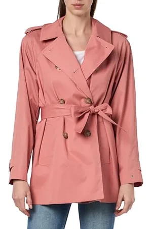 Tommy Hilfiger Damski krótki trencz z bawełny, tkane kurtki, Teaberry Blossom, 64, , 64