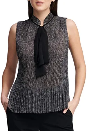 DKNY Damska bluzka bez rękawów z kołnierzem, , XL