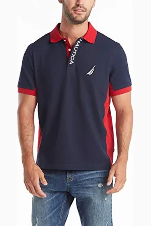 Nautica Męska koszulka polo z krótkim rękawem Color Block Performance Pique, granatowy, XXL