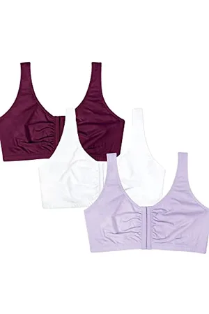 Fruit Of The Loom Damski biustonosz bawe niany z zapi ciem z przodu, Liliowy szept/bia y/fioletowy aksamit, 90