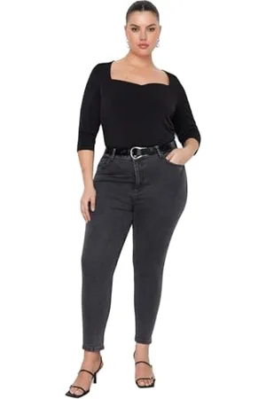Trendyol Damskie dżinsy plus size z wysokim stanem skinny fit plus size, , 68