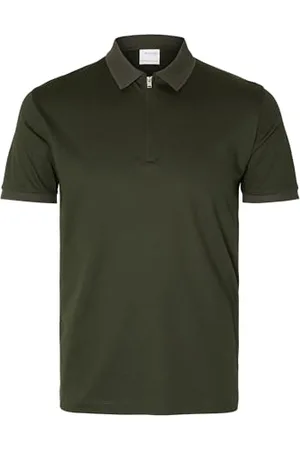 SELECTED Męska koszulka polo Slhfave Zip Ss Polo Noos, , M