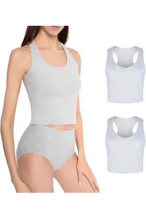 Marilyn Damski tank top podkoszulek bawełna okrągły dekolt topy bez rękawów Basic Melange, L 2 pary, , L