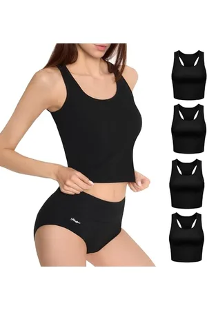 Marilyn Damski tank top podkoszulek bawełna okrągły dekolt topy bez rękawów Basic Black, S 4 pary, , S