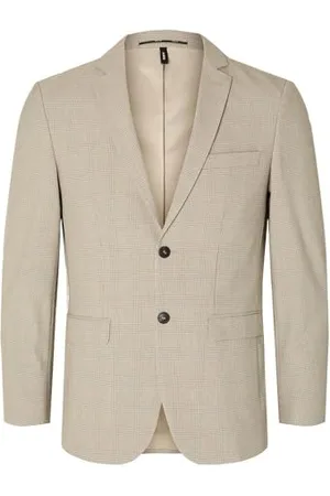 SELECTED SELETED HOMME Męska marynarka Slhslim-Liam Sand Check BLZ Flex Noos, Piaskowy/Checks: Brown, 44
