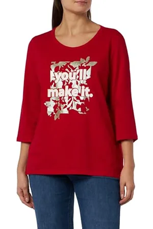 QS by s.Oliver Damski T-shirt, czerwony Placed Print, 46