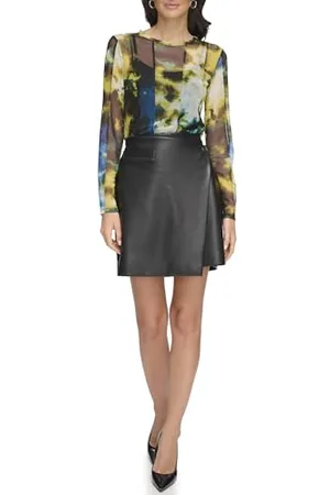 DKNY Damska spódnica ze sztucznej skóry, , 32
