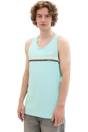 TOM TAILOR Męski letni tank top z nadrukiem logo, , XXL