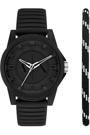 Armani Exchange Męski analogowy zegarek kwarcowy z silikonowym paskiem AX7159SET, , Nowoczesny